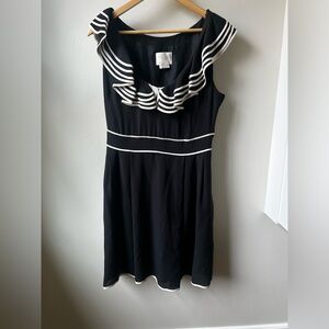 KATE‎ SPADE Avery Ruffle Dress Silk Black White Luxury Babydoll Y2K Dressy 8